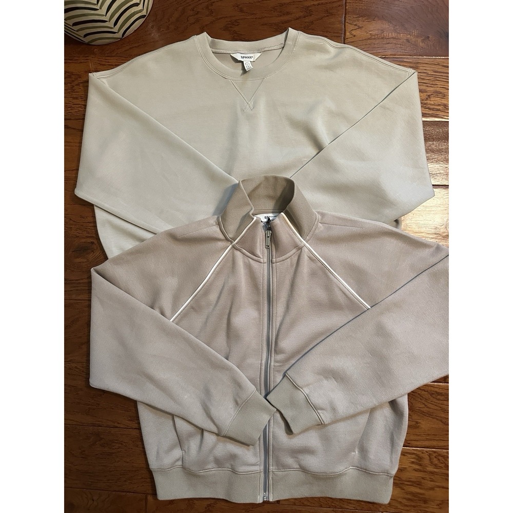 Lot of 2 Spanx AirEssentials Womens L Jacket & Crew Sweatshirt 50942R 50347R